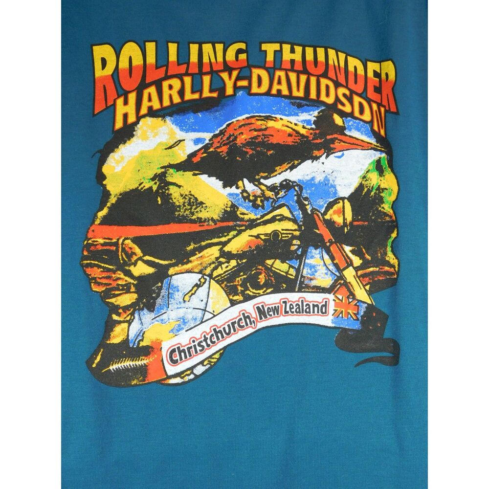 Woman's Harlly Davidson T Shirt Rolling Thunder  Teal Blue XL